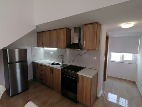 Deluxe Apartment (Duplex, 4 Persons) | Private kitchen | Full-size fridge, oven, stovetop, coffee/tea maker