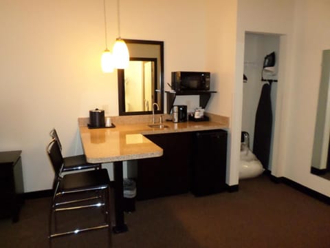 Fridge, microwave, coffee/tea maker