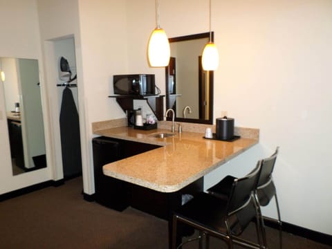 Fridge, microwave, coffee/tea maker