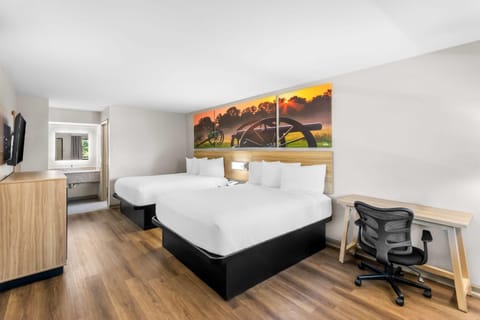 Room, 2 Queen Beds, Non Smoking | In-room safe, desk, rollaway beds, free WiFi