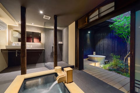 Private Japanese Machiya Suite with Open-Air Bath & Zen Garden - SHU | Minibar, in-room safe, individually decorated, iron/ironing board