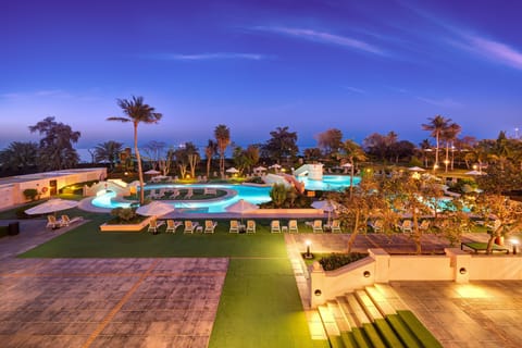 3 outdoor pools, open 8:00 AM to 9:00 PM, pool umbrellas, sun loungers