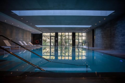 Indoor pool, open 9:00 AM to 9:00 PM, sun loungers