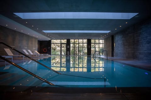 Indoor pool, open 9:00 AM to 9:00 PM, sun loungers
