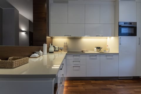 Apartment | Private kitchen | Fridge, microwave, oven, stovetop