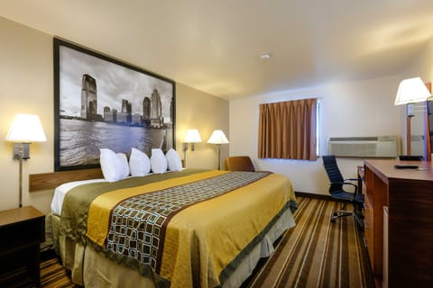 Desk, laptop workspace, blackout drapes, soundproofing