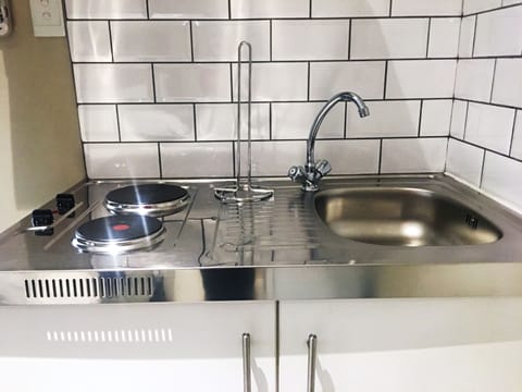 Mini-fridge, microwave, coffee/tea maker, electric kettle