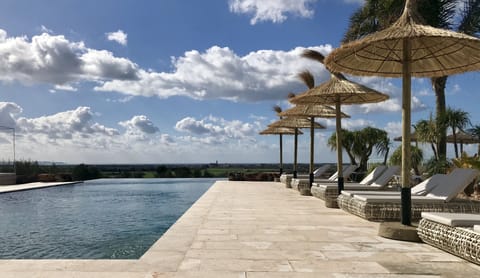 Indoor pool, outdoor pool, sun loungers