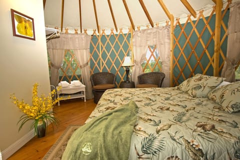 Luxury Tent | Hypo-allergenic bedding, blackout drapes, iron/ironing board