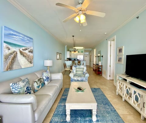 Condo, 2 Bedrooms, Balcony, Beachfront (P403) | Living area | Flat-screen TV, DVD player