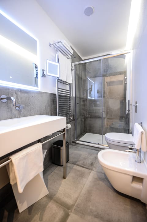 Shower, free toiletries, hair dryer, bidet