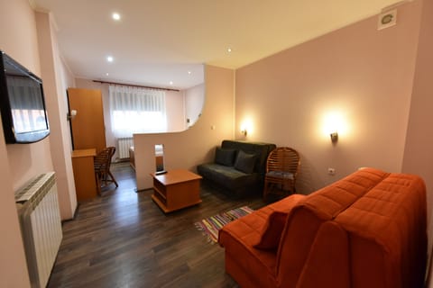 Comfort Apartment, 1 Bedroom | Living area | 82-cm LED TV with cable channels, TV