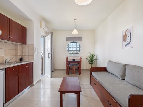 Deluxe Apartment, Pool View | Living area | 22-inch flat-screen TV with digital channels, TV