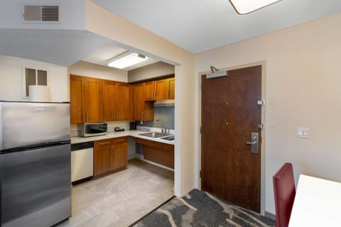Suite, 1 King Bed, Accessible, Bathtub (Mobility & Hearing) | Private kitchen | Full-size fridge, microwave, stovetop, dishwasher
