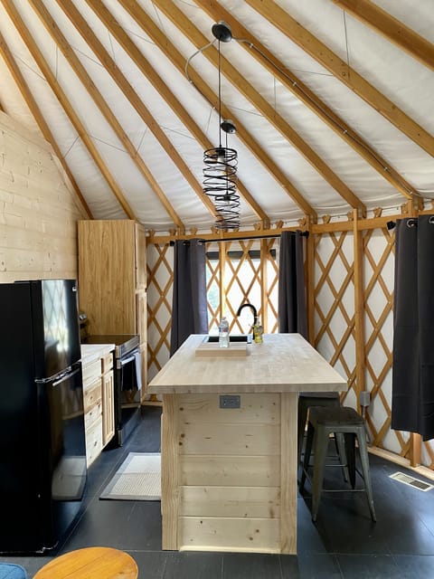 Full-size fridge, microwave, oven, stovetop