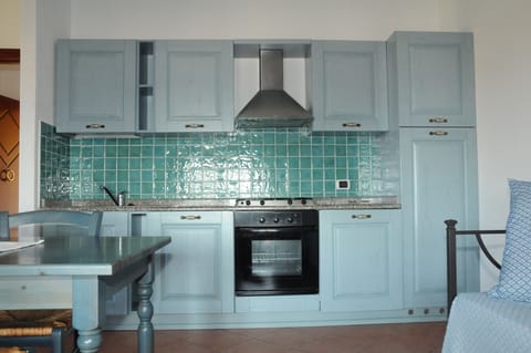 Full-size fridge, oven, stovetop, dishwasher