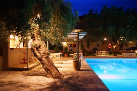 Outdoor pool, pool umbrellas