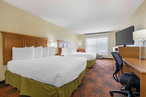 Standard Room, 2 Queen Beds, Non Smoking, Refrigerator & Microwave | In-room safe, desk, laptop workspace, iron/ironing board