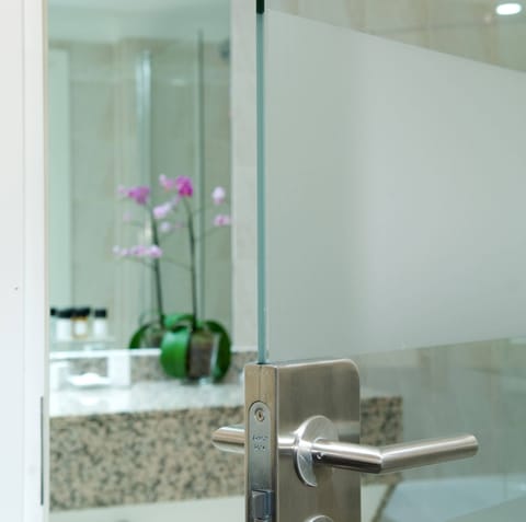 Eco-friendly toiletries, hair dryer, towels