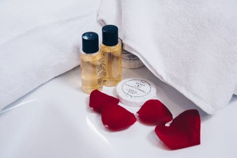 Bathtub, free toiletries, hair dryer, bathrobes