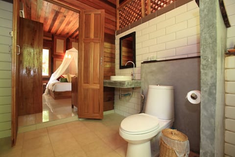 Shower, hair dryer, bathrobes, slippers