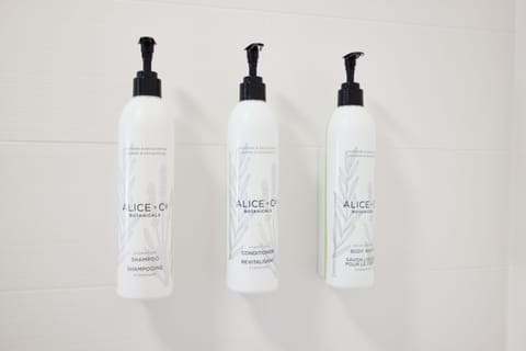 Combined shower/tub, free toiletries, hair dryer, towels