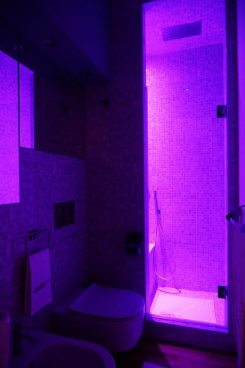 Shower, rainfall showerhead, hair dryer, bathrobes