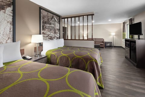 Studio Suite, 2 Double Beds, Non Smoking | In-room safe, desk, blackout drapes, iron/ironing board