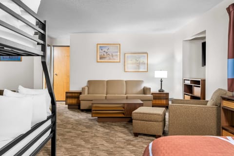 Suite, Multiple Beds, Non Smoking, Kitchen | Desk, laptop workspace, blackout drapes, iron/ironing board