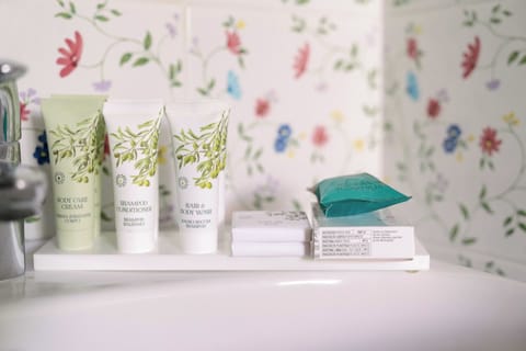 Free toiletries, hair dryer, bidet, towels