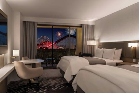 Room, 2 Queen Beds, Balcony, Theme Park View | Egyptian cotton sheets, premium bedding, down comforters, pillowtop beds