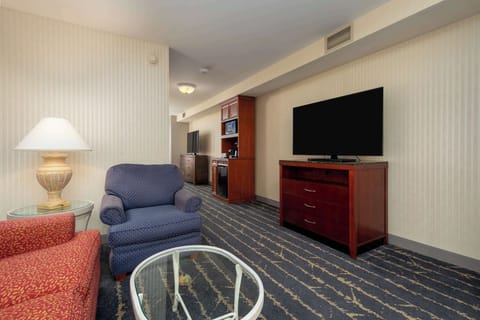 32-inch flat-screen TV with cable channels, TV, pay movies