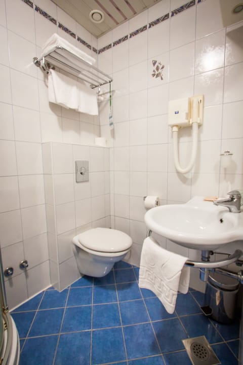 Shower, free toiletries, hair dryer, slippers