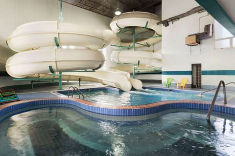Indoor pool, open 9:00 AM to 9:00 PM, sun loungers