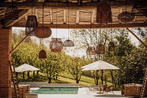 Outdoor pool, sun loungers