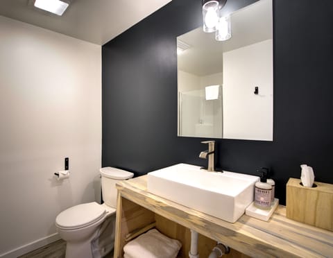 Standard Queen | Bathroom | Hair dryer, towels, soap, shampoo