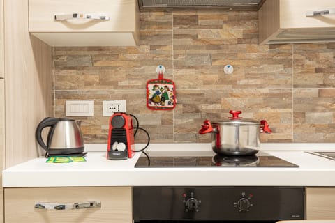 Family Apartment, Sea View (Aquarium 2) | Private kitchen | Mini-fridge, coffee/tea maker, electric kettle