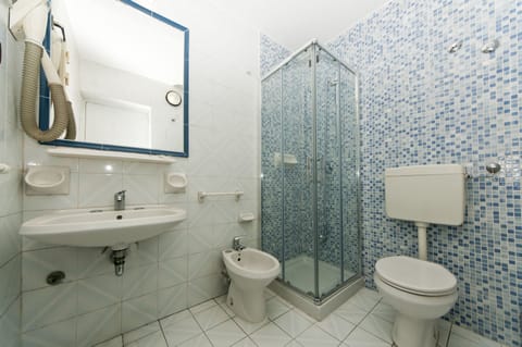 Shower, free toiletries, bidet, towels