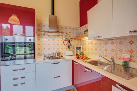 Full-size fridge, microwave, oven, stovetop