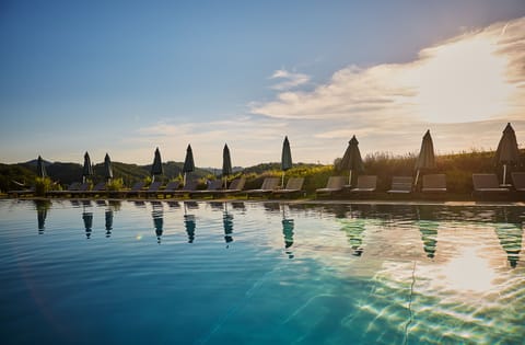 Outdoor pool, sun loungers