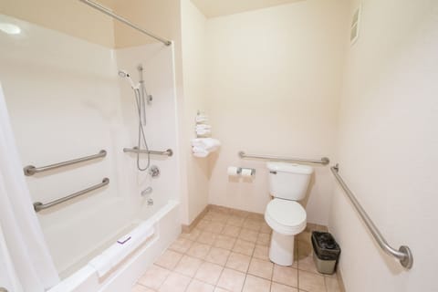 Standard Room, 2 Queen Beds | Bathroom | Combined shower/tub, hydromassage showerhead, free toiletries