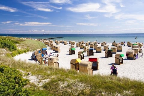On the beach, beach towels