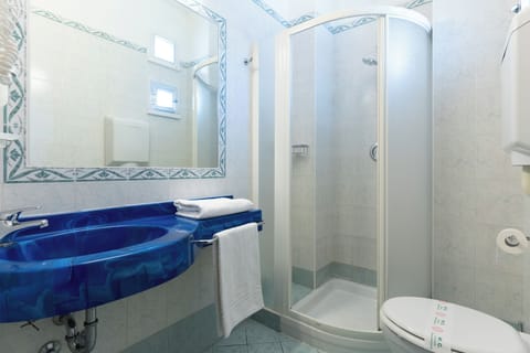 Shower, rainfall showerhead, eco-friendly toiletries, hair dryer