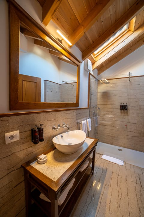 Junior Suite | Bathroom | Shower, rainfall showerhead, free toiletries, hair dryer