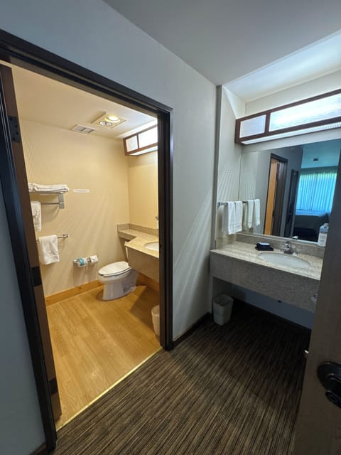 Parking Lot Suite | Bathroom | Combined shower/tub, free toiletries, hair dryer, towels