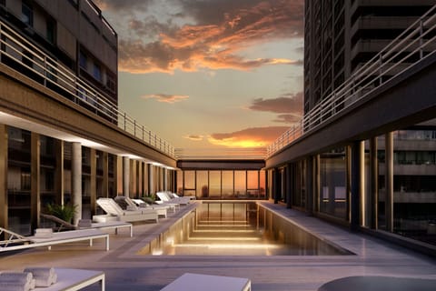Outdoor pool, sun loungers