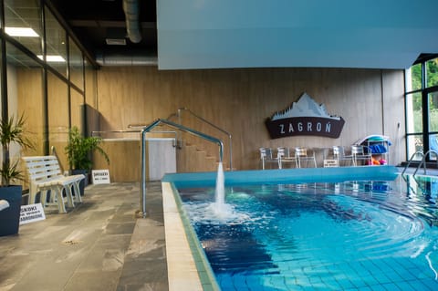 Indoor pool, free cabanas, lifeguards on site