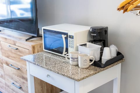 Down comforters, desk, blackout drapes, soundproofing