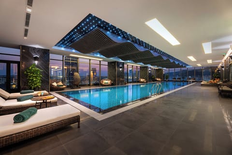 Indoor pool, open 6:00 AM to 8:00 PM, sun loungers