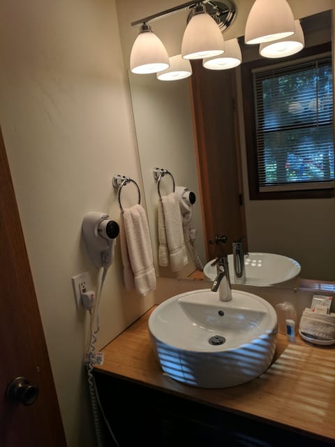 Deluxe Queen Plus | Bathroom | Combined shower/tub, hair dryer, towels